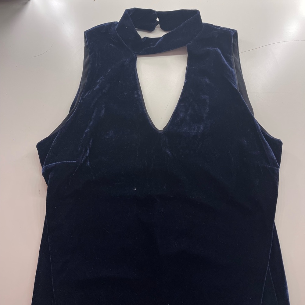 long velvet navy blue dress